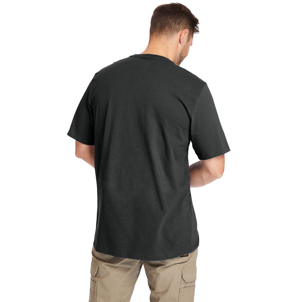 Tricouri Timberland Barbati Negrii - Pro® Big & Tall Base Plate Short-Sleeve - Romania - WYQDJM516